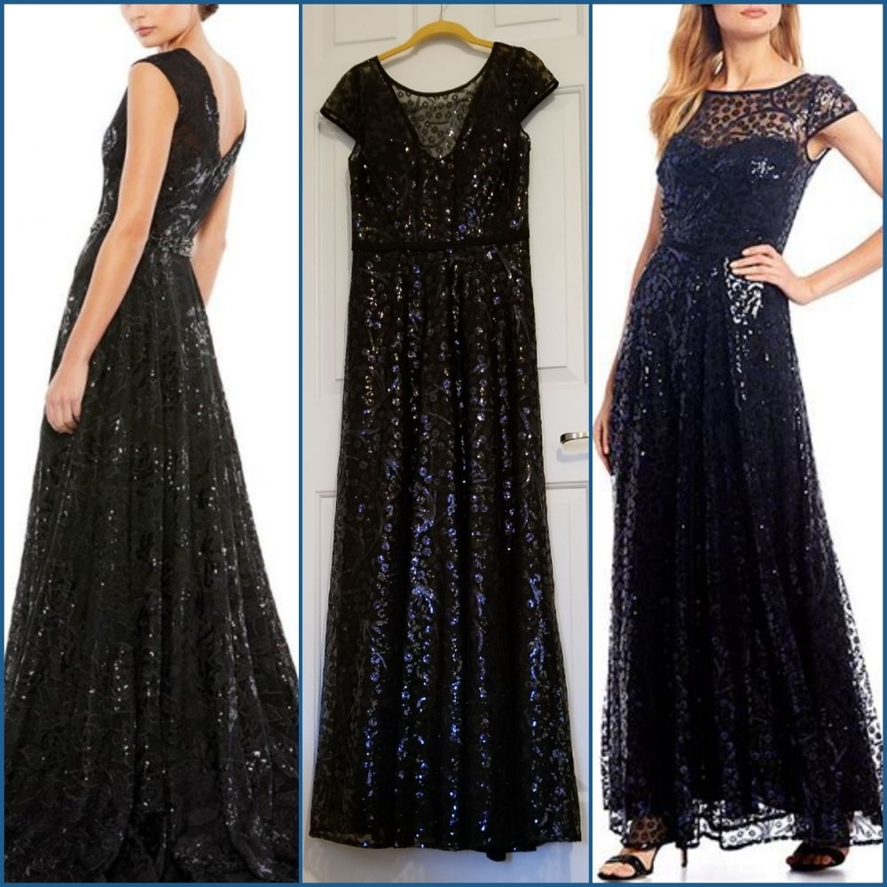 KARL LAGERFELD Midnight Blue on Black Gown Dress